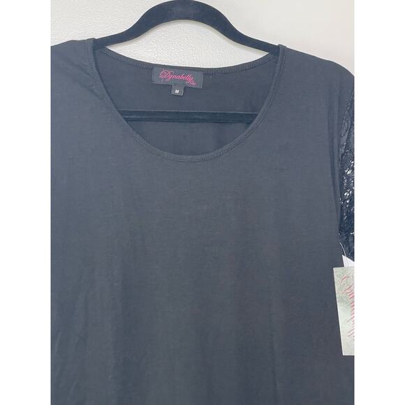 Dynabelly Round Neck Black Lace Sleeve Maternity Top Blouse Black Womens M NWT - Picture 3 of 13